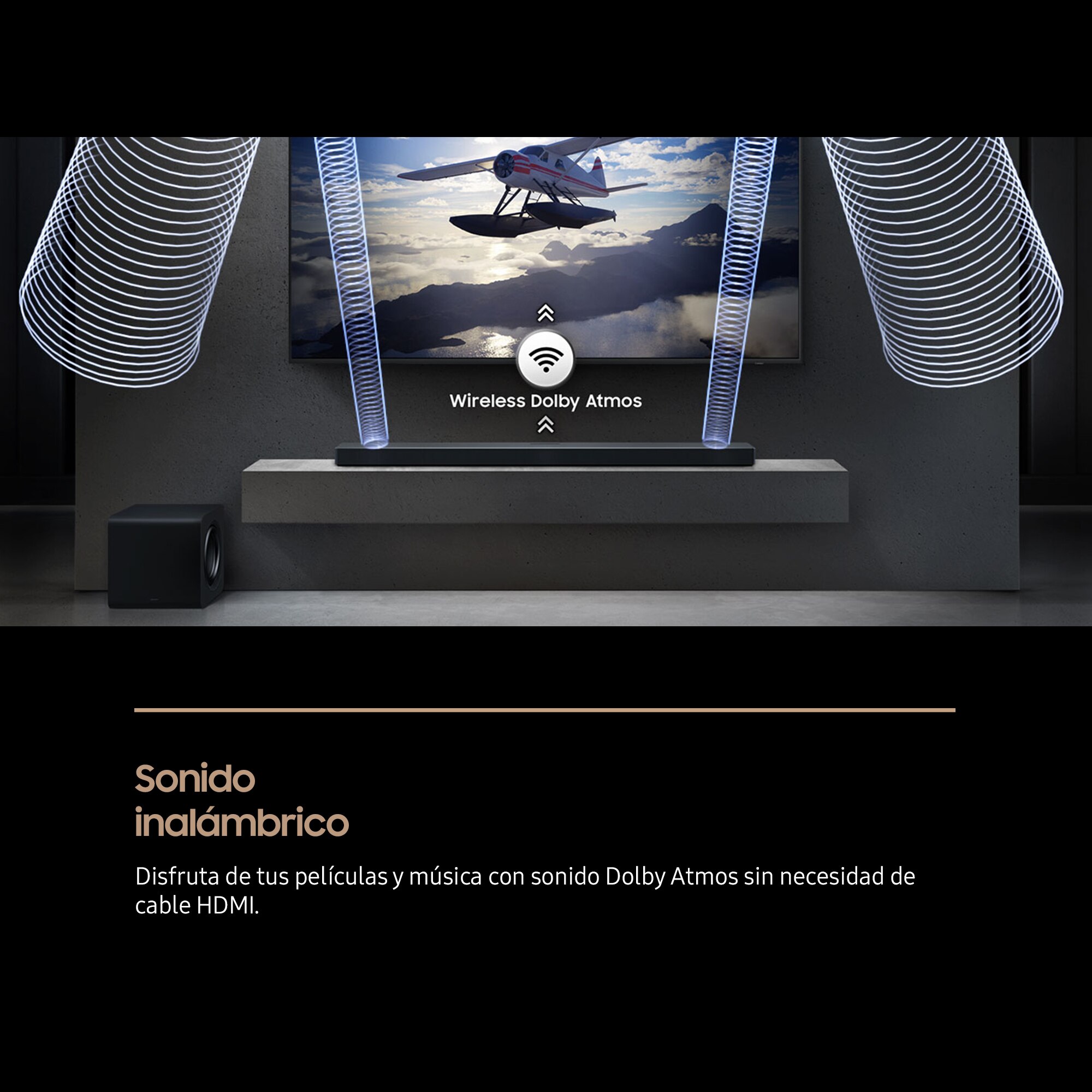 Barra de sonido Samsung 2025 HW-QS750F, Dolby Atmos y DTS Virtual: X, Q-Symphony, 5.1.2 con 9 altavoces, 465W, Subwoofer inalámbrico 6.5" 160W, Wi-Fi (Reacondicionado Grado D) - Negro titanium Negro titanium-3