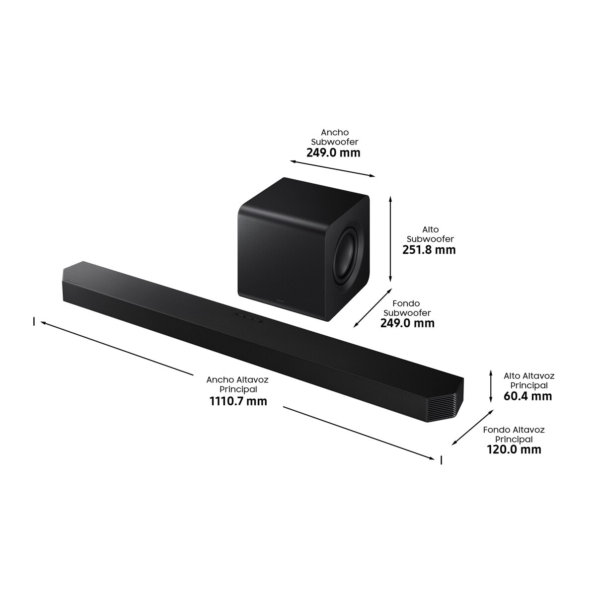 Barra de sonido Samsung 2025 HW-Q800F, Dolby Atmos y DTS: X, Q-Symphony, 5.1.2 con 11 altavoces, 400W, Subwoofer inalámbrico 200W, Wi-Fi (Reacondicionado Grado A) - Negro Negro-3