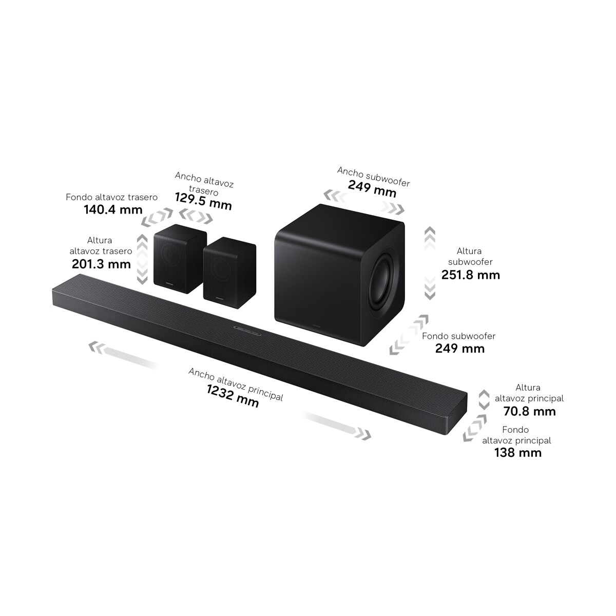 Barra de Sonido Samsung 2026 HW-Q990H Dolby Atmos Inalámbrico con Wi-Fi. 11.1.4 canales con 23 altavoces. Subwoofer inalámbrico (Reacondicionado Grado B) - Negro Titanio Negro Titanio-3