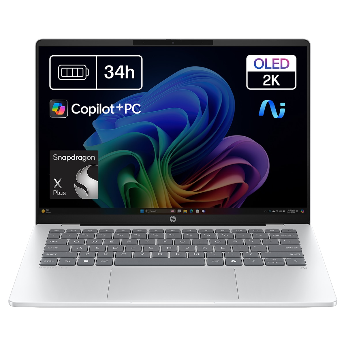Imagen 0 de Portátil HP OmniBook 5 14-he0003ns Copilot+PC, QC Snapdragon X Plus X1P-42-100, 32GB, 1TB SSD, 14" OLED, W11 (Reacondicionado A estrenar) Plata