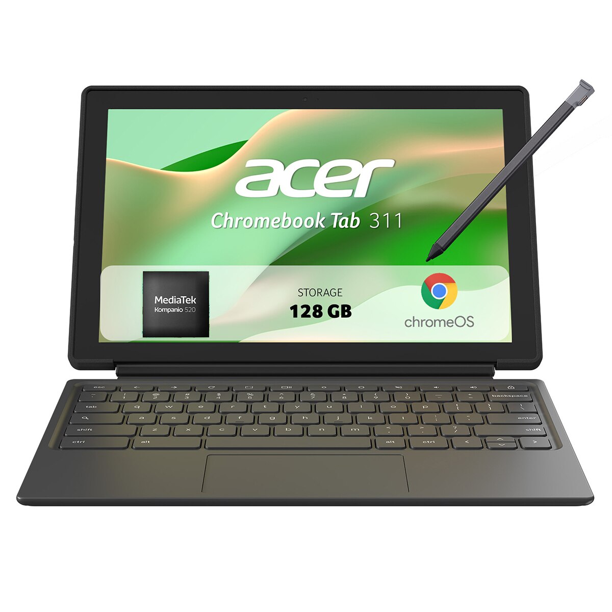 Portátil Acer Chromebook Tab 311 CW311-3HN, Mediatek MT8186, 8GB, 128GB eMMC, 11", ChromeOS (Reacondicionado Grado A) - Plata Plata-1