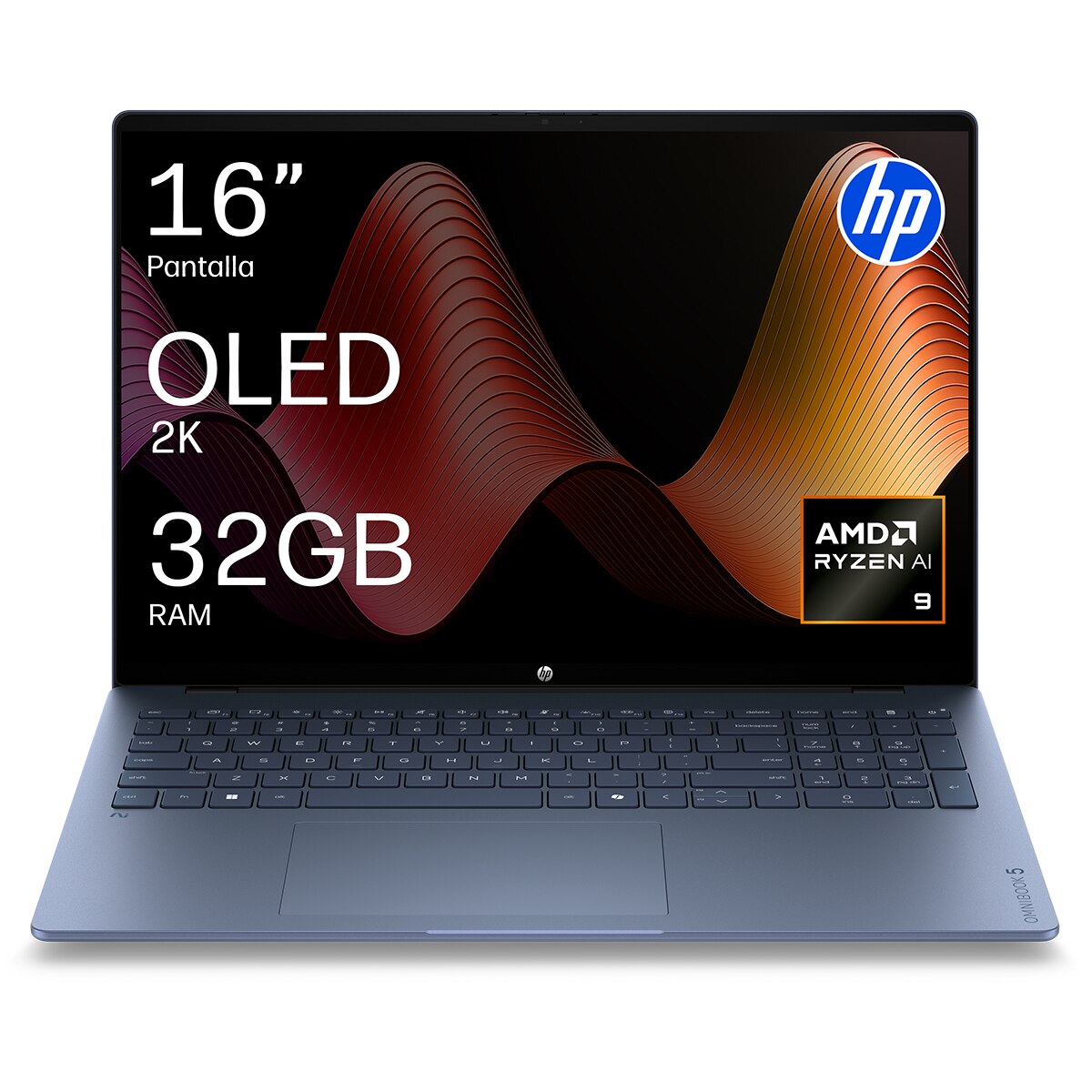 Portátil HP OmniBook 5 16-bp0005ns, Copilot+PC, Sin cargador, Ryzen IA 9-465, 32GB, 1TB SSD, 16" OLED, W11 (Reacondicionado Grado A) - Azul Azul-1