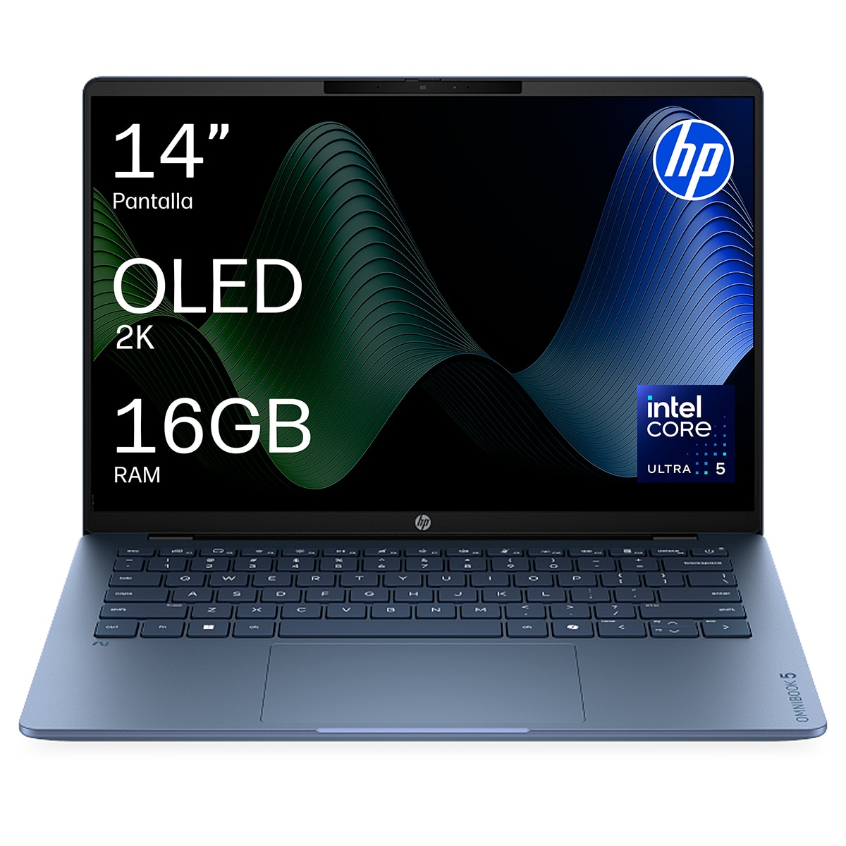 Portátil HP OmniBook 5 14-hh0000ns, Copilot+PC, Sin cargador, Intel Core Ultra 5-322, 16GB, 1TB SSD, 14" OLED, W11 (Reacondicionado A estrenar) - Azul Azul-1