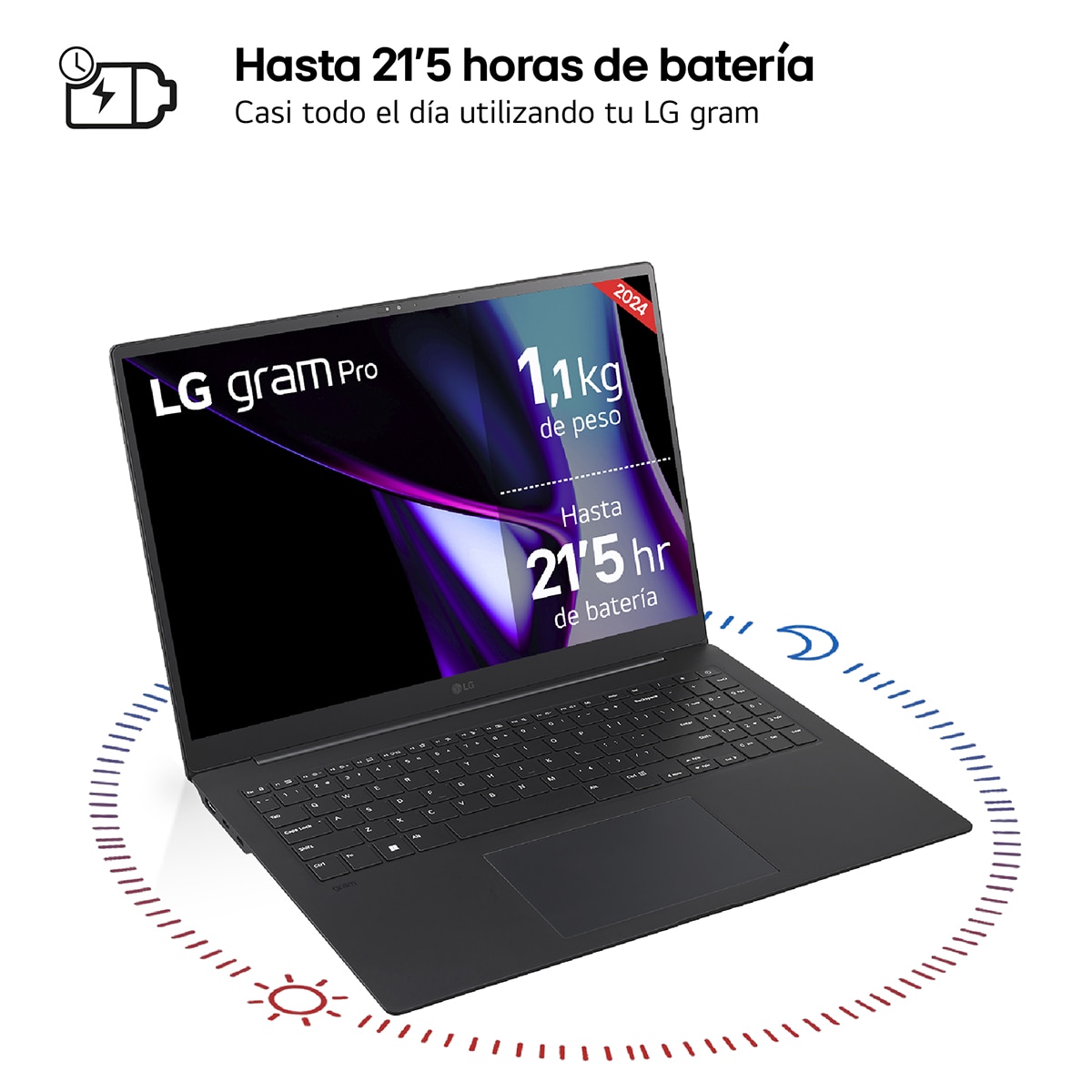 Imagen 5 de Portátil LG gram Pro 16Z90SP, Intel Core Ultra 7 155H, 32GB, 512GB SSD, 16", W11 (Reacondicionado A estrenar) - Negro Negro