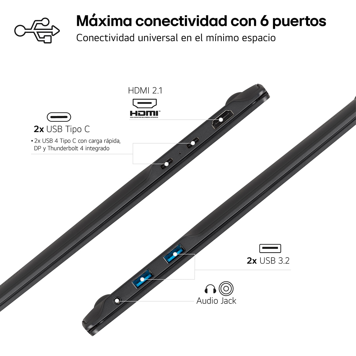 Imagen 6 de Portátil LG gram Pro 16Z90SP, Intel Core Ultra 7 155H, 32GB, 512GB SSD, 16", W11 (Reacondicionado A estrenar) - Negro Negro