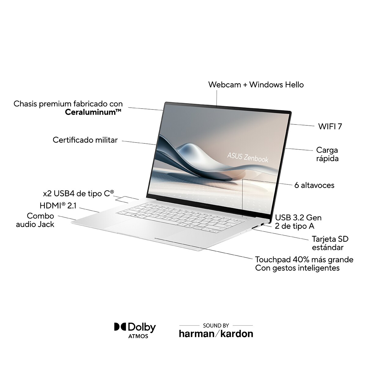 Portátil ASUS Zenbook S16 OLED UM5606WA-RK074W, AI Ryzen 9-HX 370