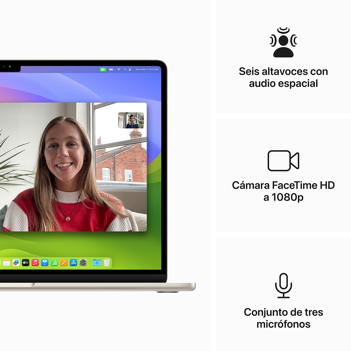 Apple MacBook Air 15 (2024), M3, 8GB, 256GB SSD, 15,3", MacOS, (Reacondicionado A estrenar) Blanco estrella Blanco estrella-6