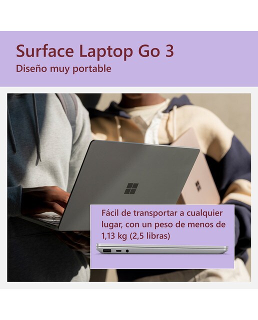 Microsoft Surface Laptop Go 3, i5-1235U, 8GB, 256GB SSD, 12,4", W11 (Reacondicionado A estrenar) - Platino 256 GB + 8 GB RAM Platino-10
