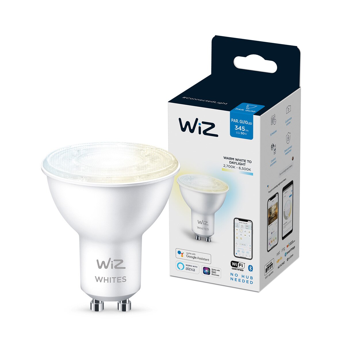 Imagen 0 de Bombilla inteligente WiZ LED Regulable Blancos 50W GU10 WiFi y Bluetooth (Reacondicionado A estrenar)