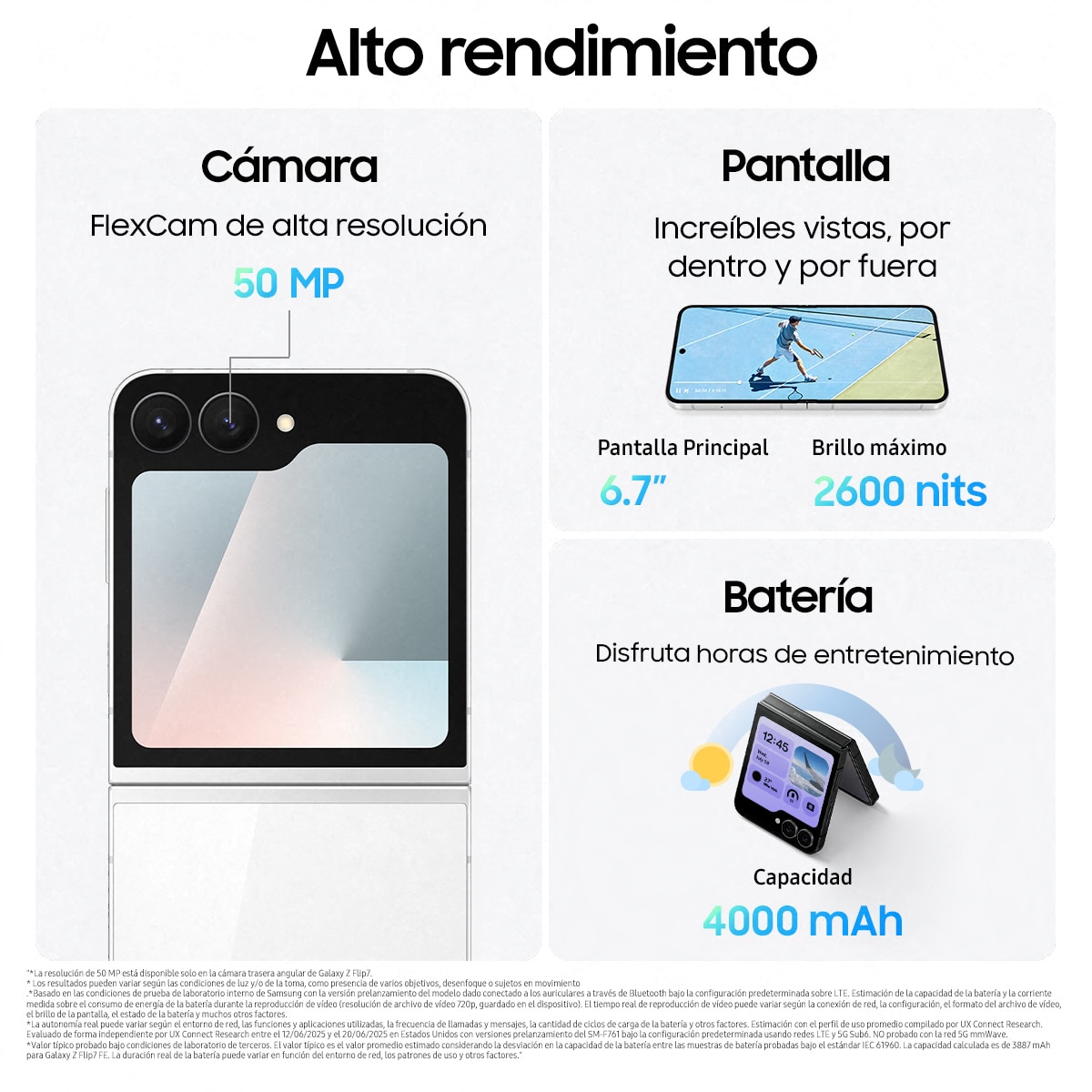 Móvil Samsung Galaxy Z Flip7 FE 3,4" Exynos 2400 (Reacondicionado A estrenar) - Negro 128 GB + 8 GB RAM Negro-3