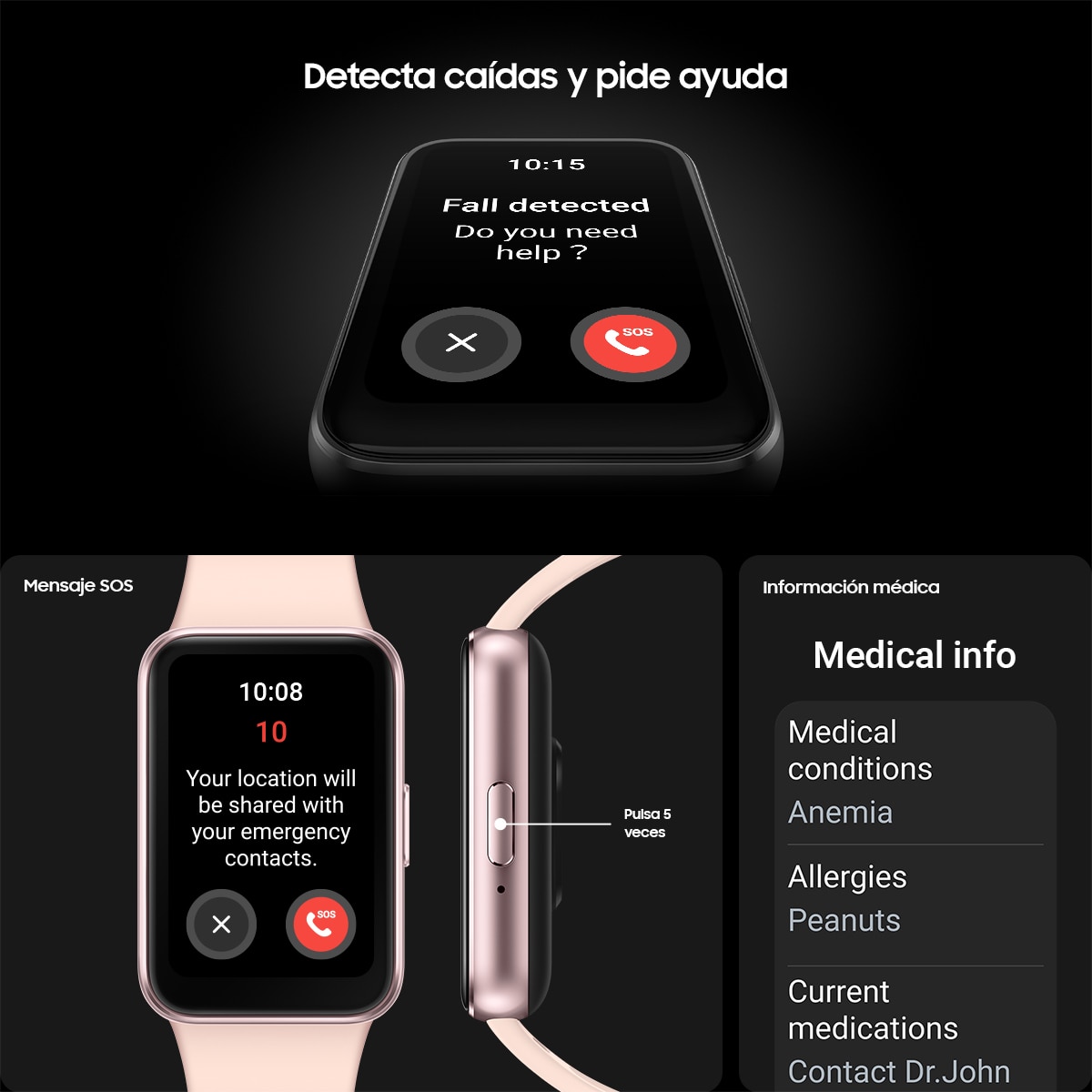 Samsung Galaxy Fit3 Oro rosa Pulsera de actividad (Reacondicionado Grado B) - Oro rosado Oro rosado-8