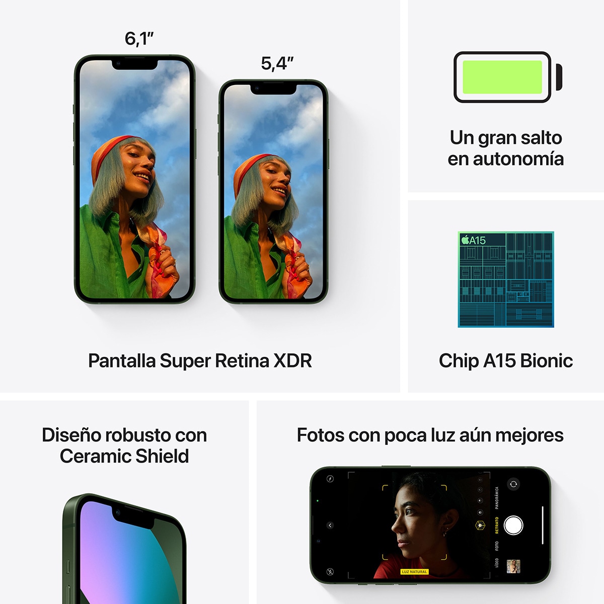 Apple iPhone 13 Mini móvil libre (Reacondicionado A estrenar) Verde alpino-6