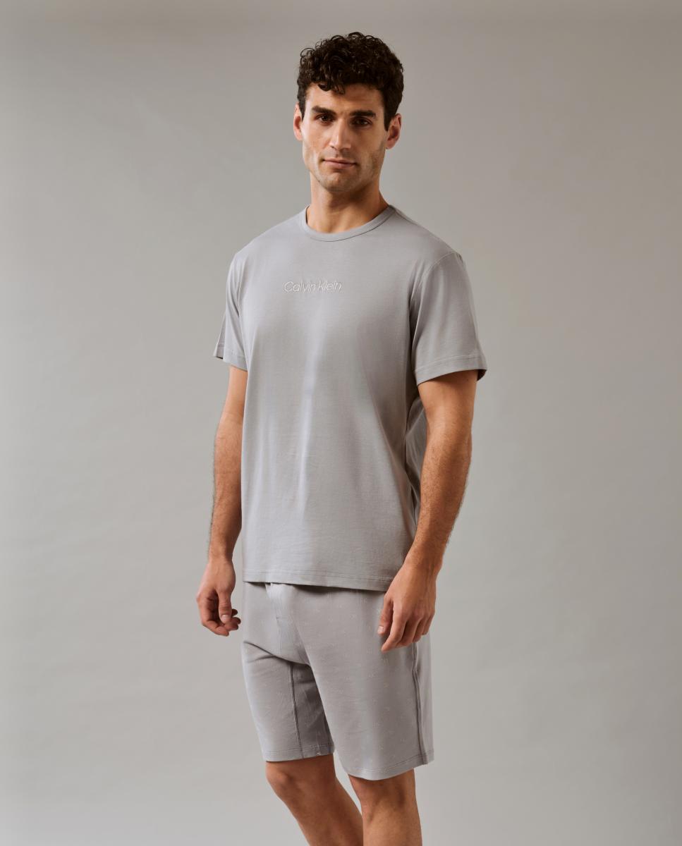 Conjunto de Pijama Curto Cinzento-4