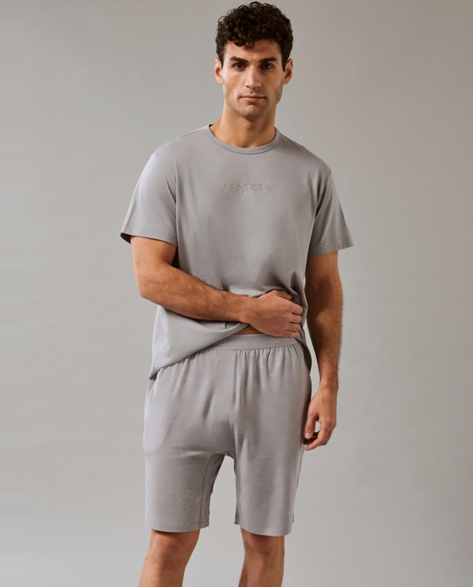 Conjunto de Pijama Curto Cinzento-5