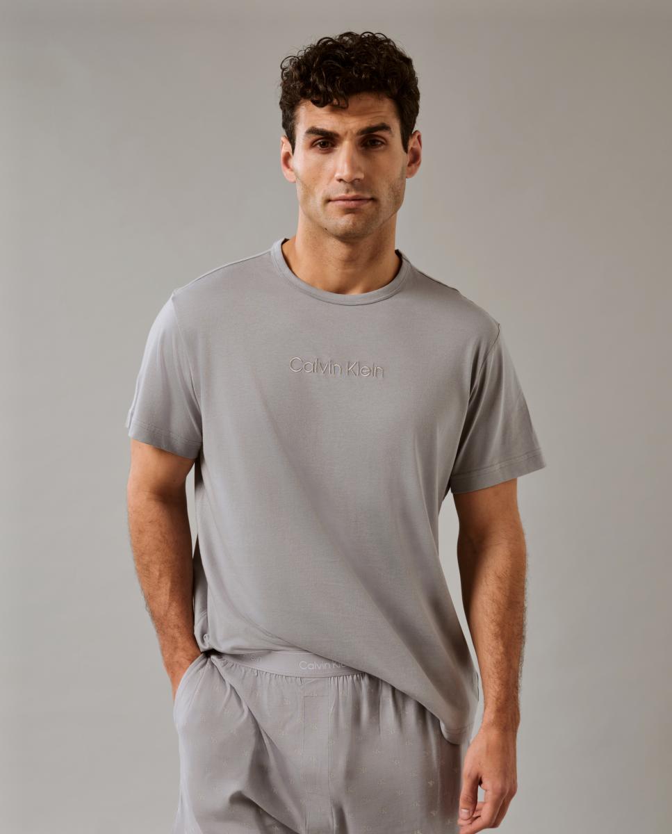 Conjunto de Pijama Curto Cinzento-6