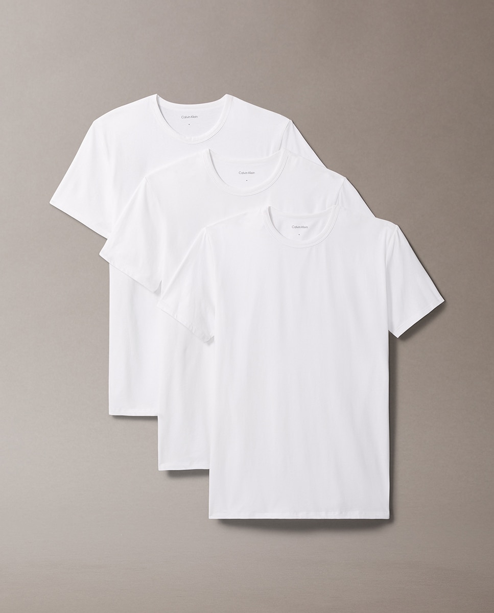 Pack de 3 T-shirts de Manga Curta com Gola Redonda Branco-6
