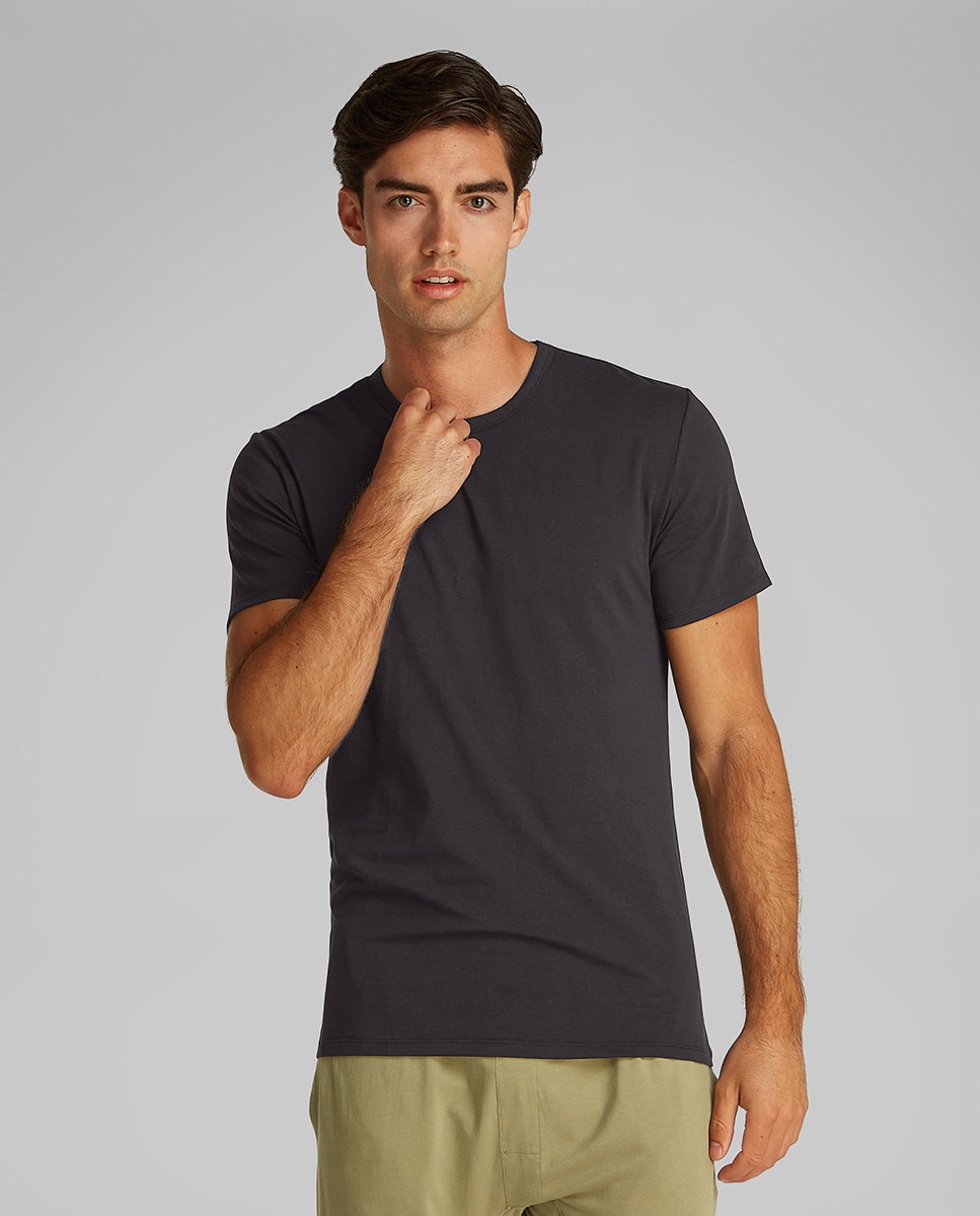 Pack de 3 T-shirts de Manga Curta com Gola Redonda Preto-1