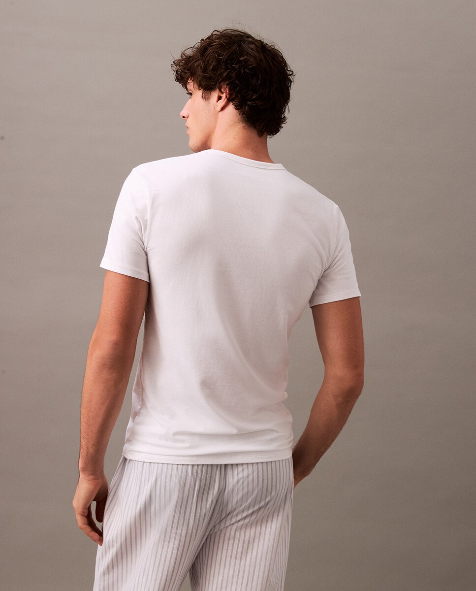 Pack de 3 T-shirts de Manga Curta com Decote em Bico Branco-2