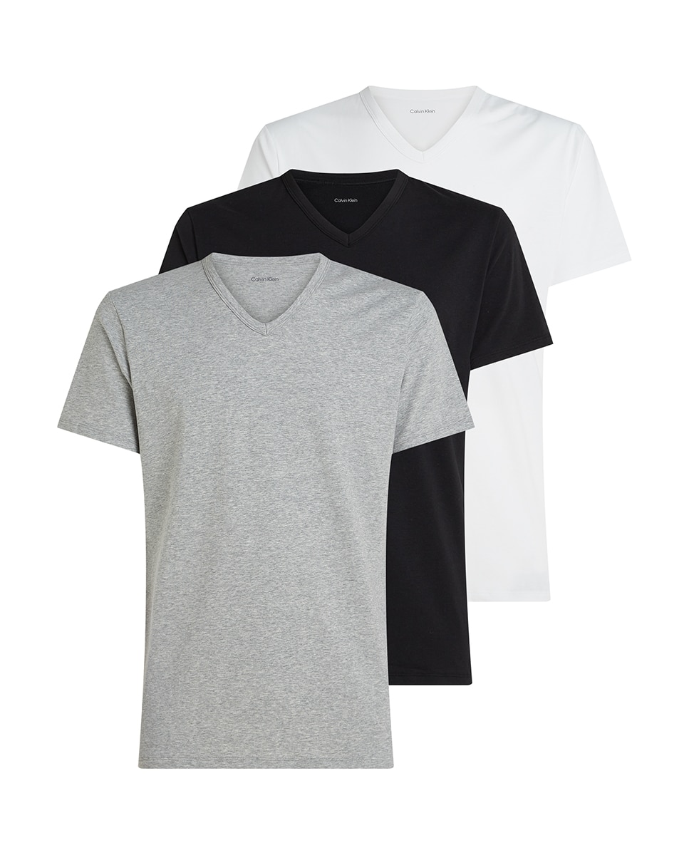 Pack de 3 T-shirts de Manga Curta com Decote em Bico Multicolor-4