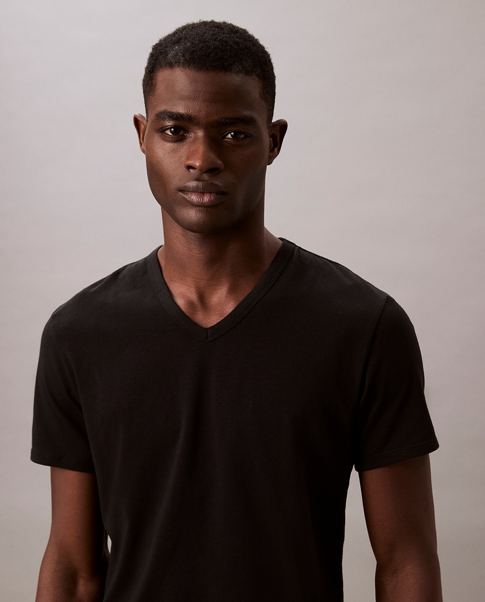 Pack de 3 camisetas de manga corta con cuello de pico - Calvin Klein - Negro Negro-3