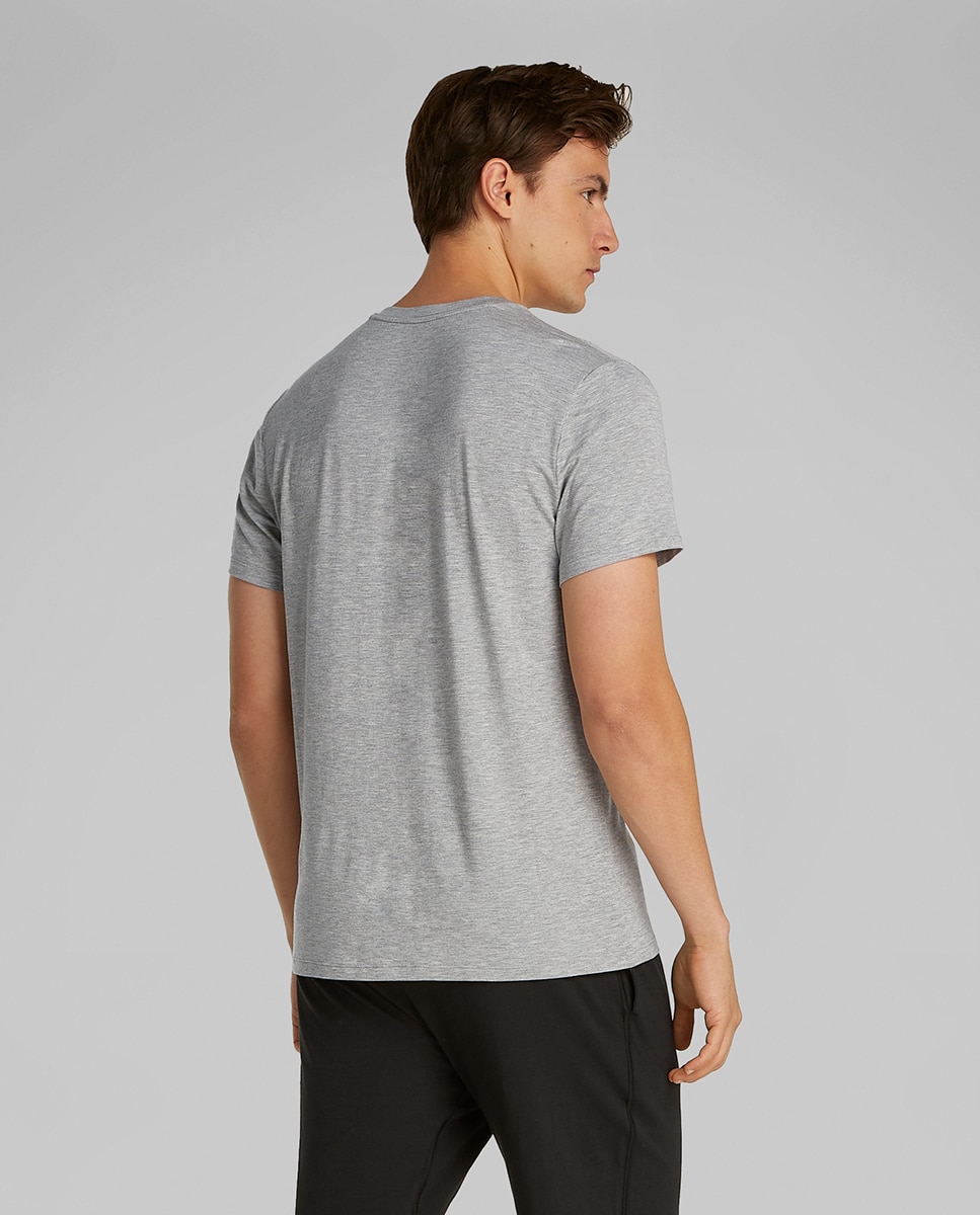 Camiseta de manga corta con cuello panadero - Calvin Klein - Gris Gris-2