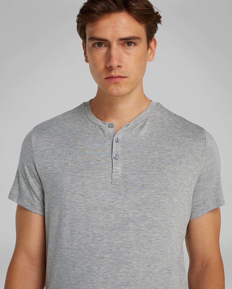Camiseta de manga corta con cuello panadero - Calvin Klein - Gris Gris-3