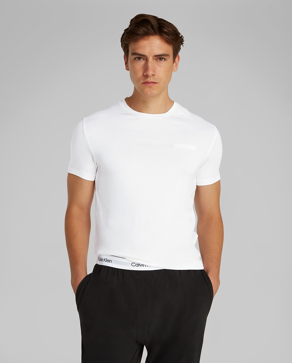 Camiseta de manga corta de cuello redondo - Calvin Klein - Blanco Blanco-1