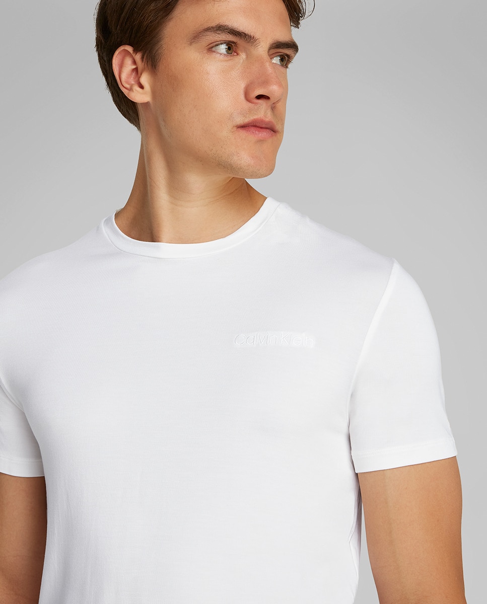 Camiseta de manga corta de cuello redondo - Calvin Klein - Blanco Blanco-3