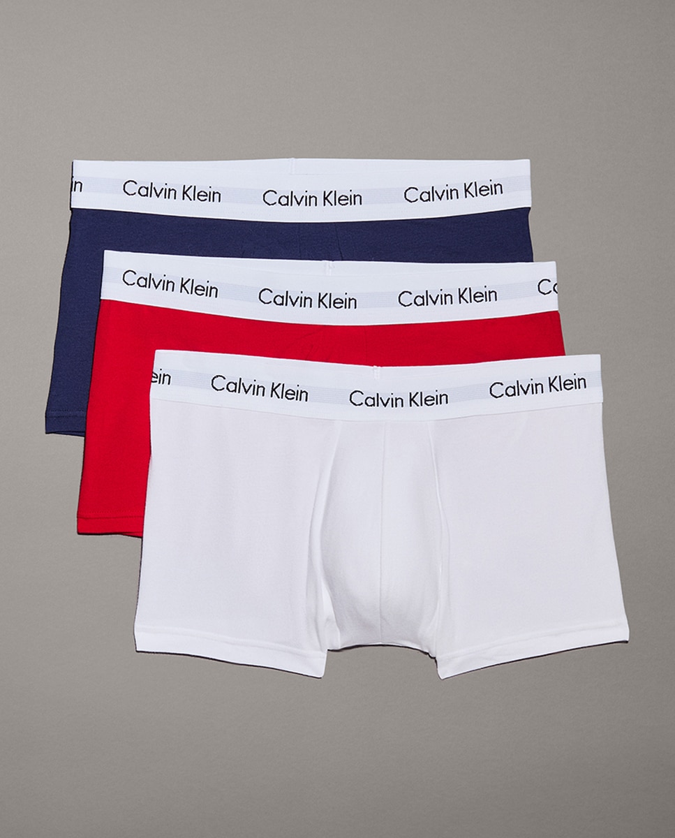 Pack de três boxers de malha de homem Calvin Klein em diversas cores Estampado-1