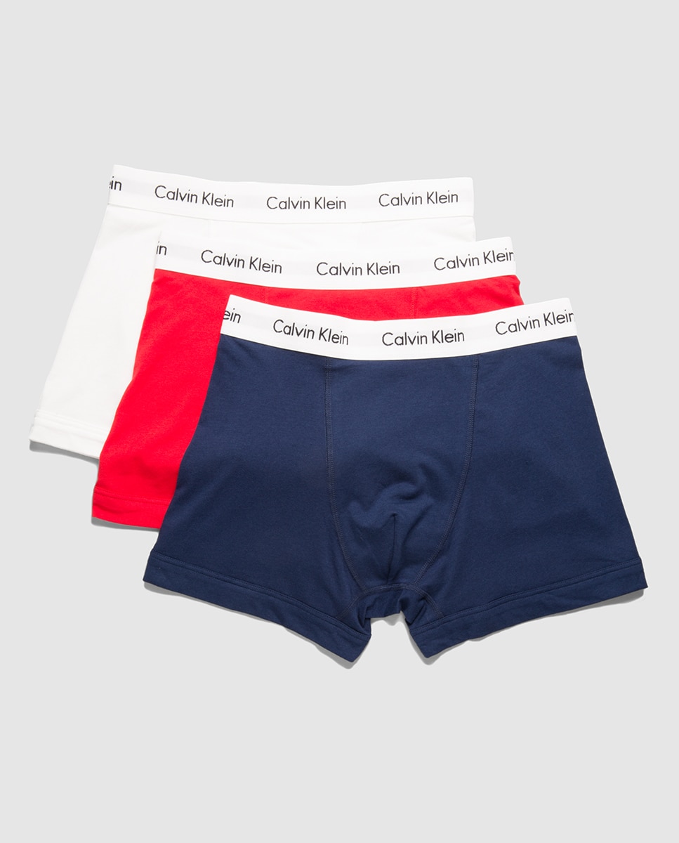 Pack de três boxers de malha de homem Calvin Klein em diversas cores Estampado-7