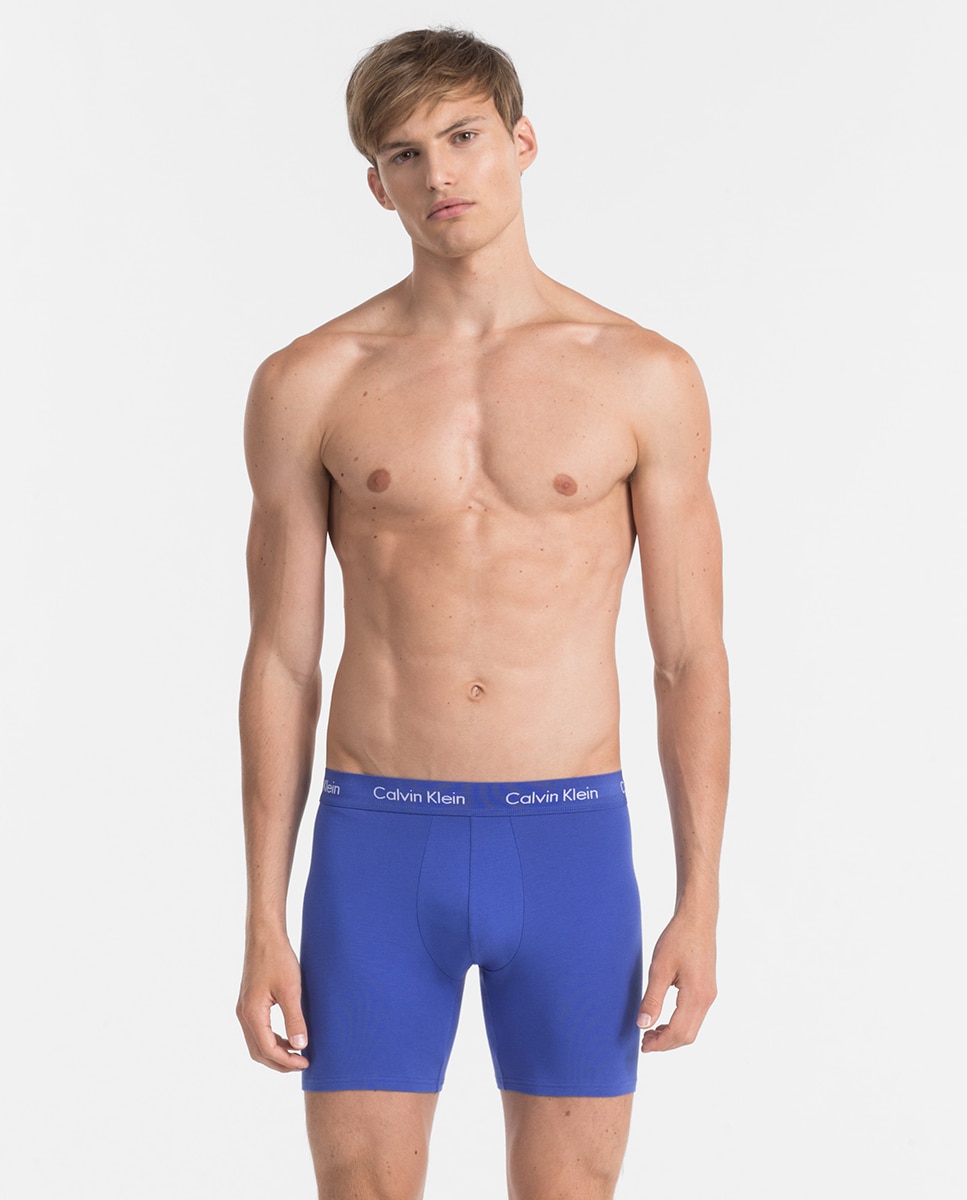 Pack de três boxers de malha de homem Calvin Klein em diversas cores Estampado-1