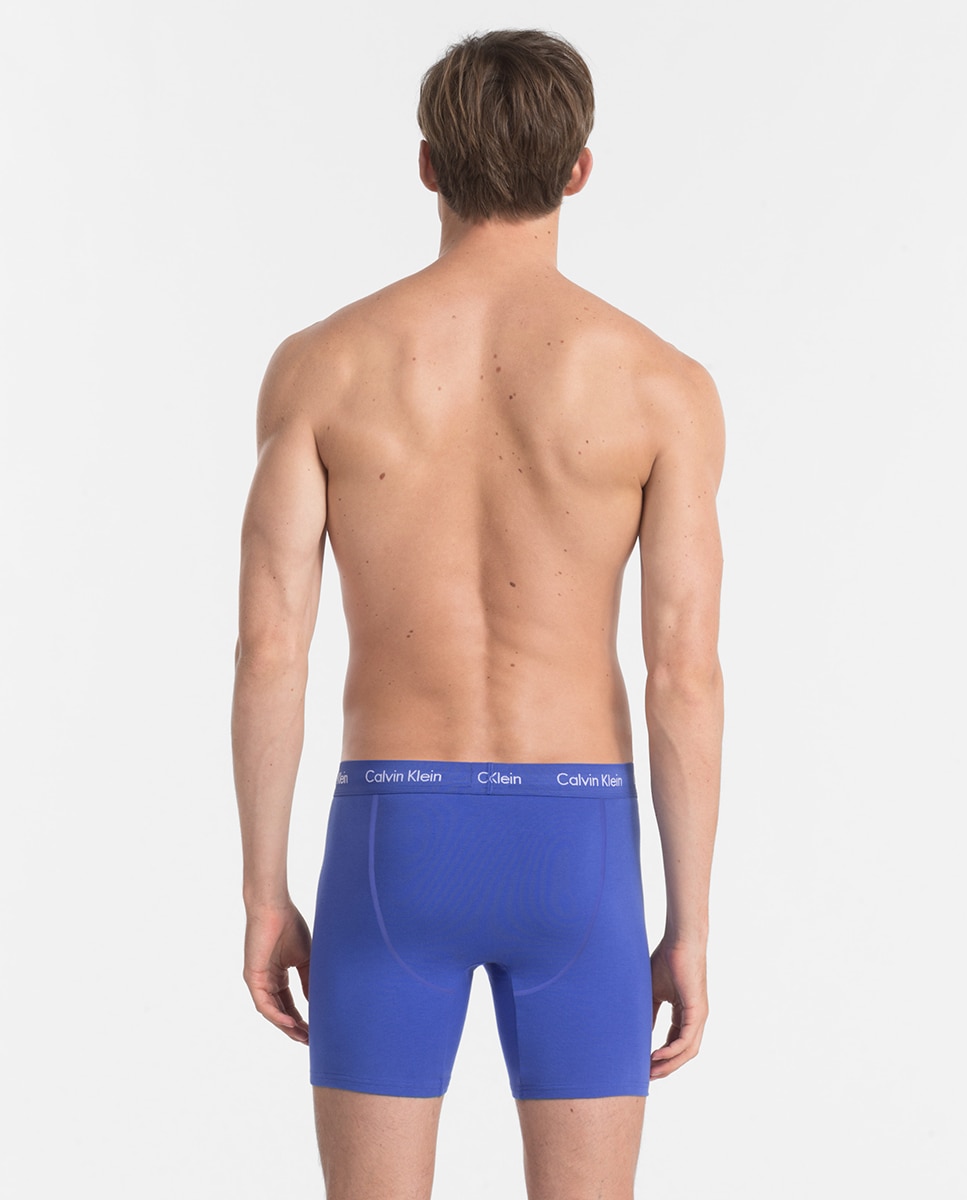 Pack de três boxers de malha de homem Calvin Klein em diversas cores Estampado-2