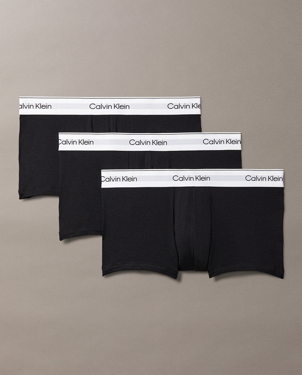 Pack de 3 Boxers Justos de Cintura Baixa - Icon Cotton Stretch Preto-1