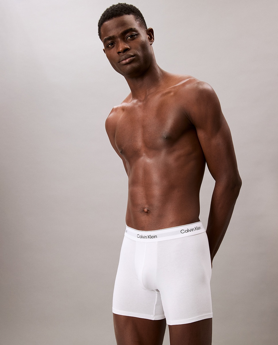 Pack de 3 Boxers Compridos - Icon Cotton Stretch Branco-3