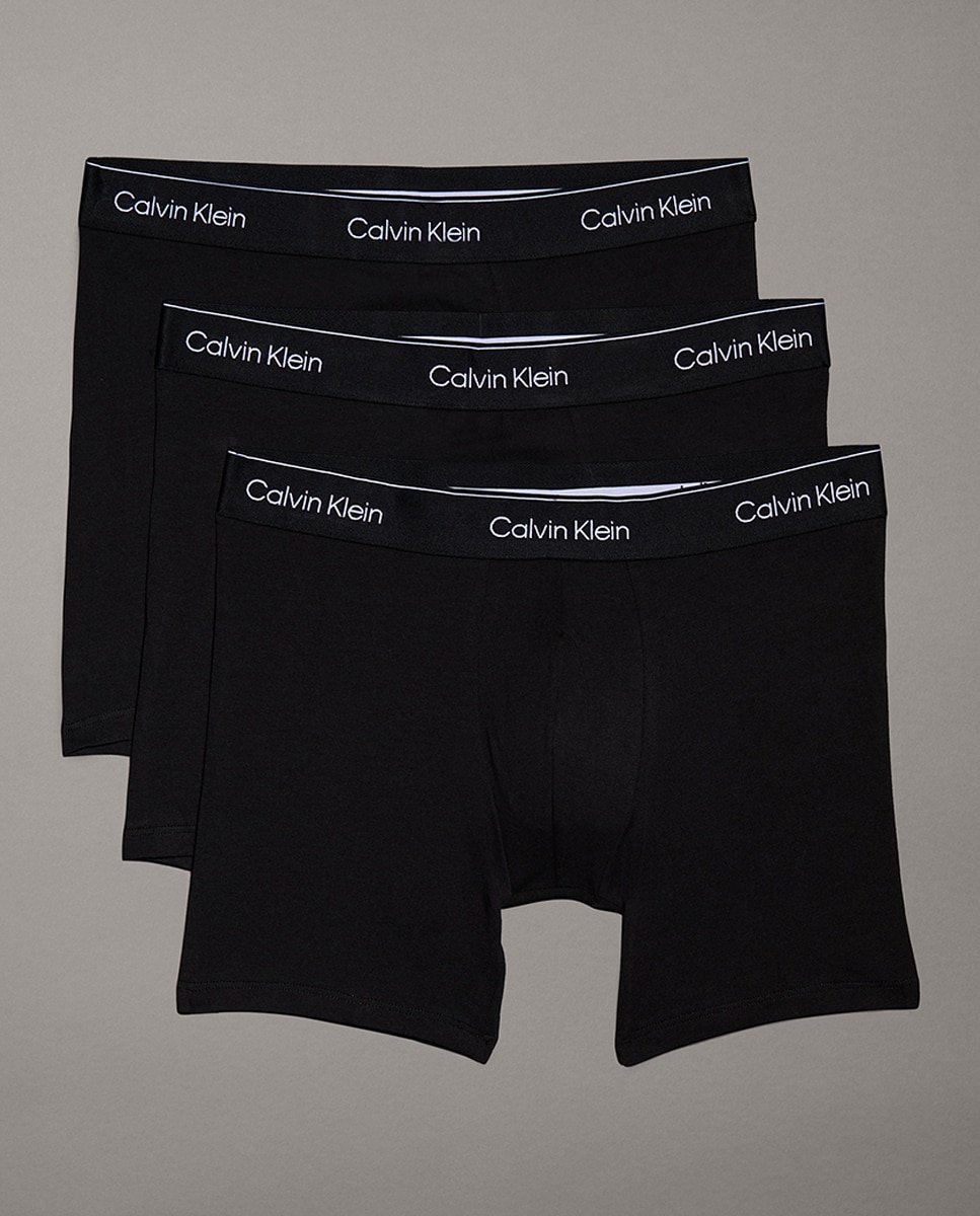 Pack de 3 Boxers Compridos - Icon Cotton Stretch Preto-1