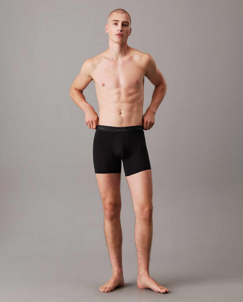 Pack de 3 Boxers Compridos - Icon Cotton Stretch Preto-2