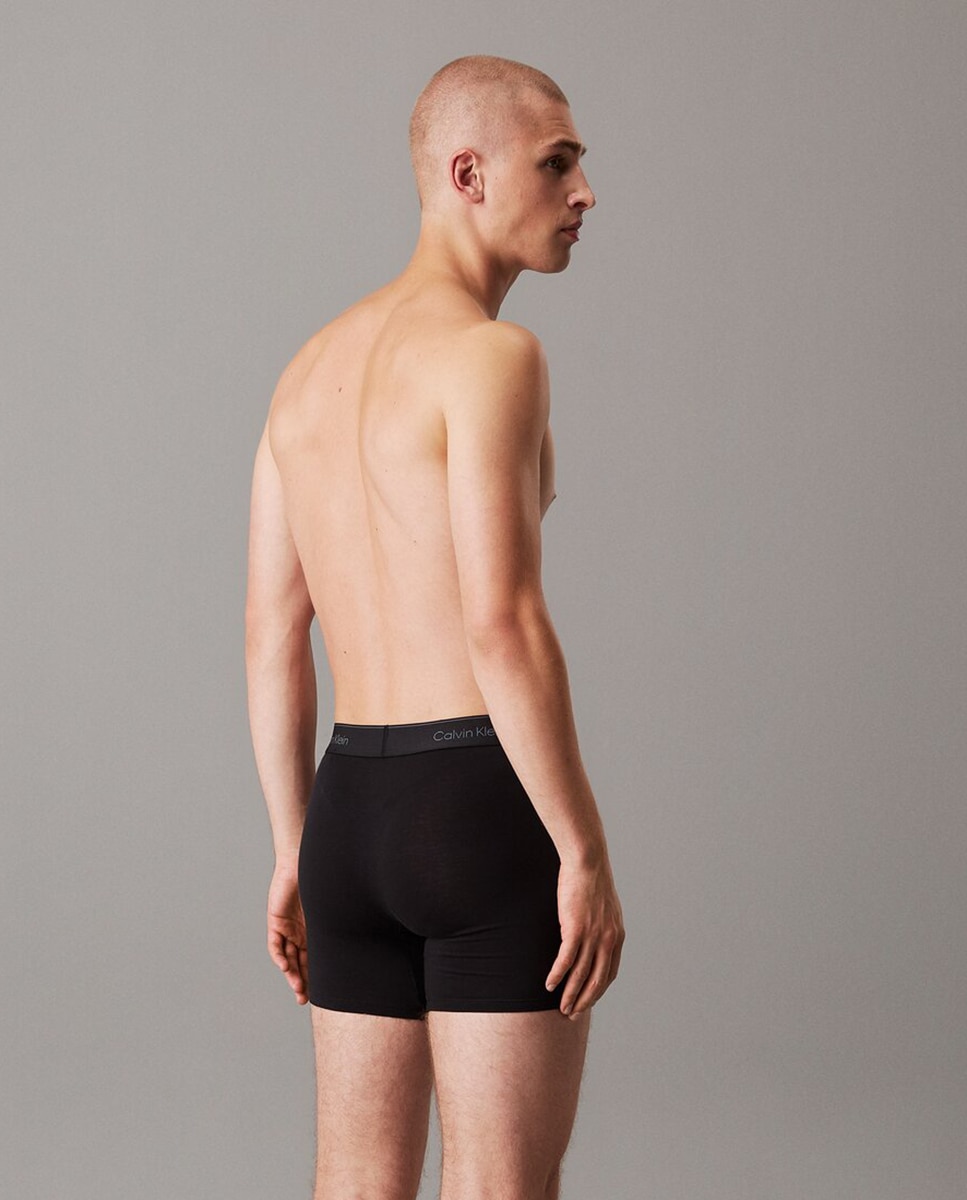 Pack de 3 Boxers Compridos - Icon Cotton Stretch Preto-3