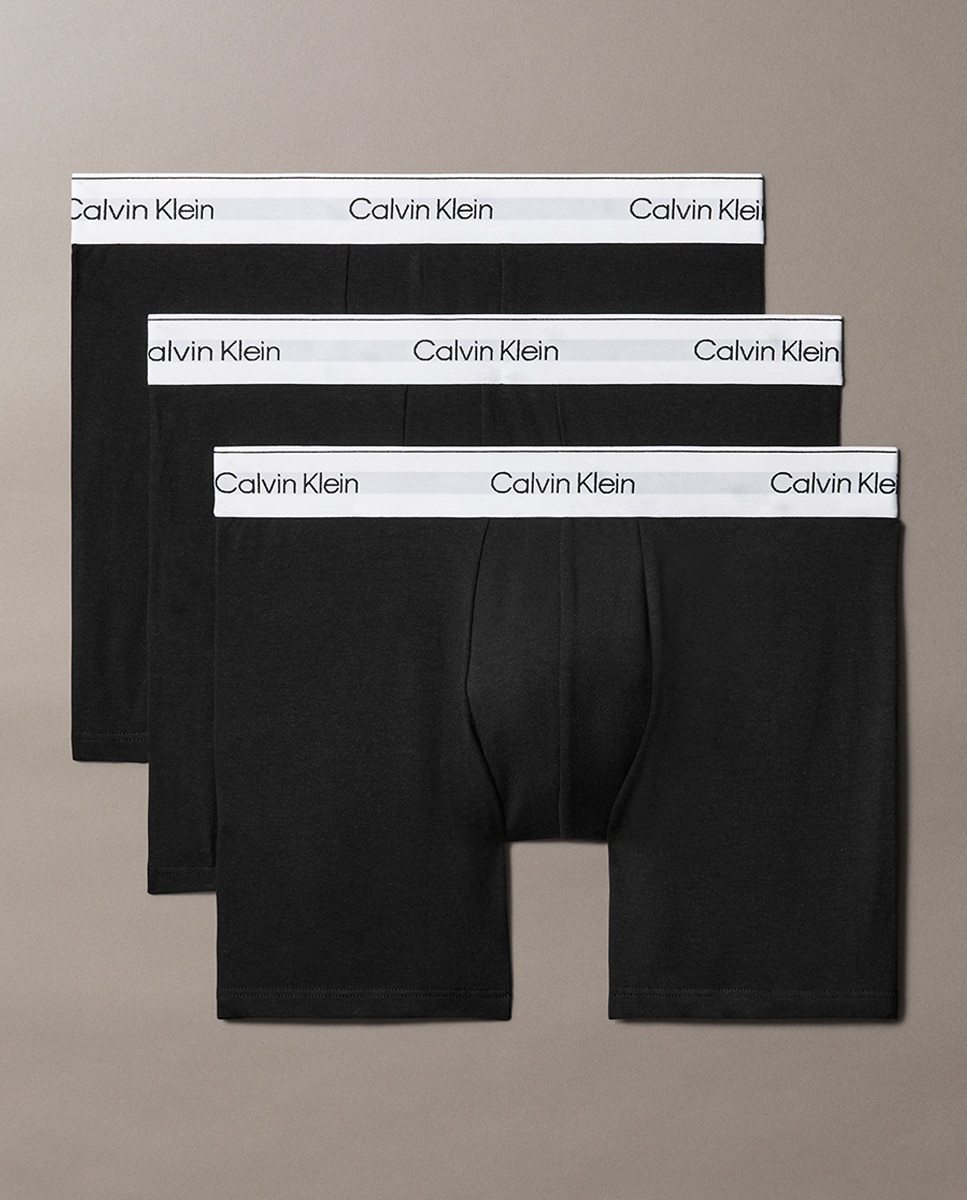 Pack de 3 Boxers Compridos - Icon Cotton Stretch Preto-1