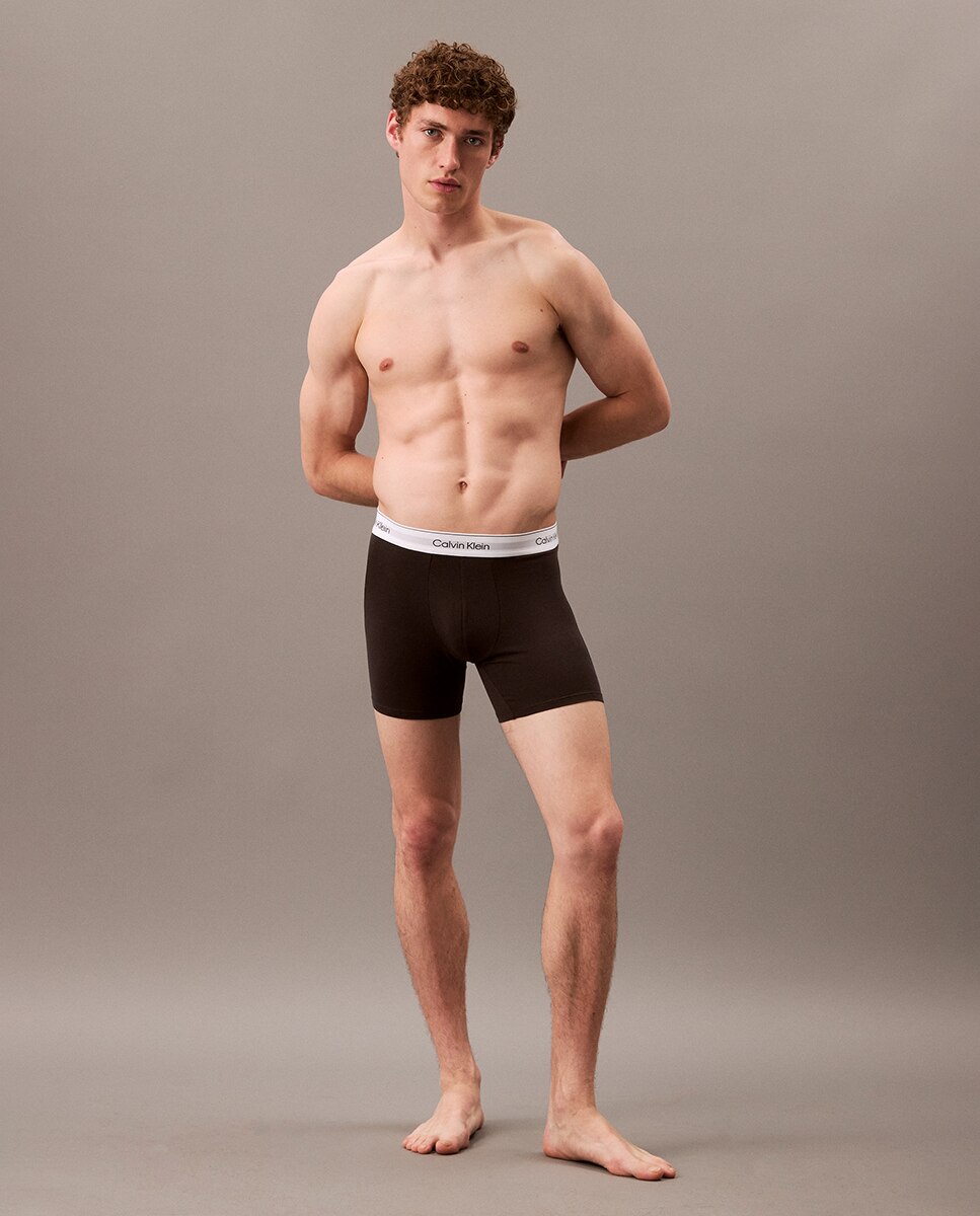 Pack de 3 Boxers Compridos - Icon Cotton Stretch Preto-3