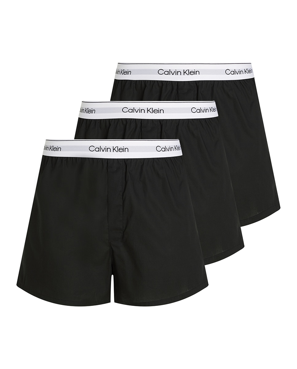 Pack de 3 Boxers Largos Slim - Icon Cotton Stretch Preto-1