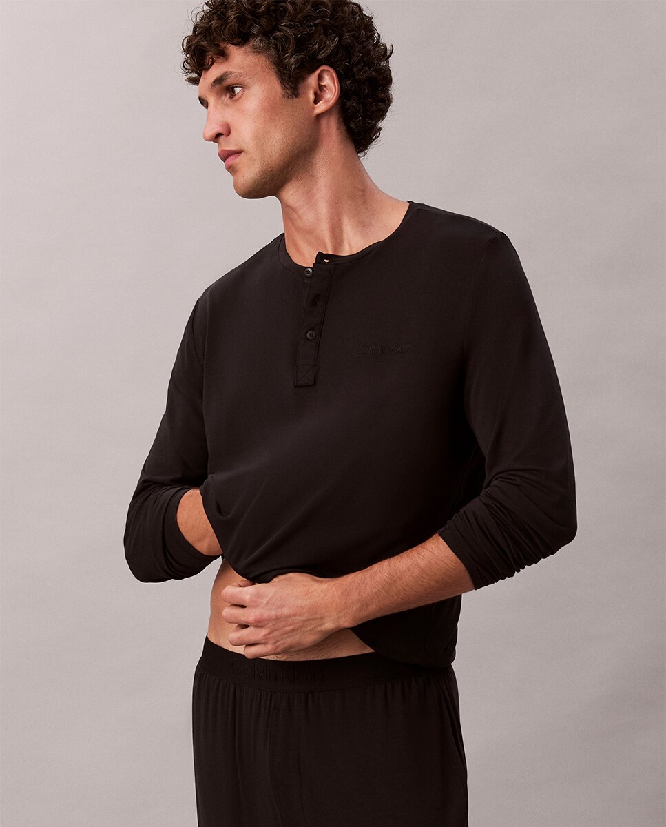 Camisola de manga comprida Preto-4
