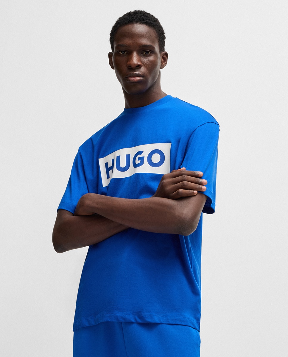 T-shirt de Manga Curta Azul-1