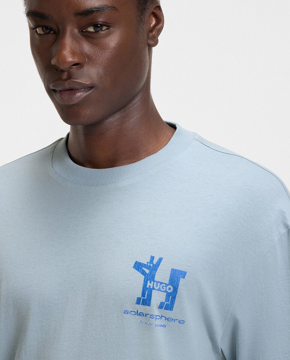 T-shirt com manga curta Azul-3