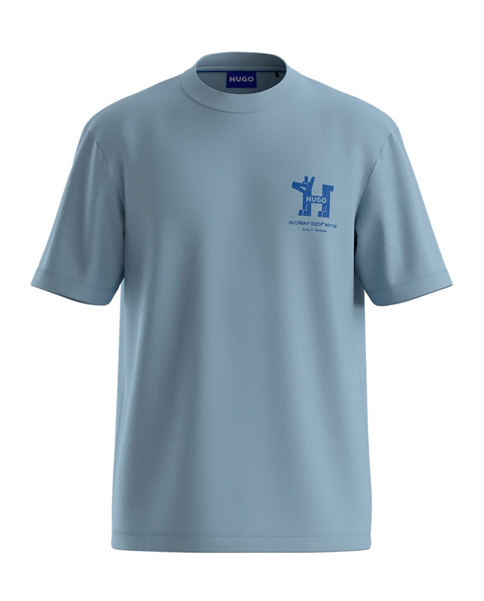 T-shirt com manga curta Azul-4