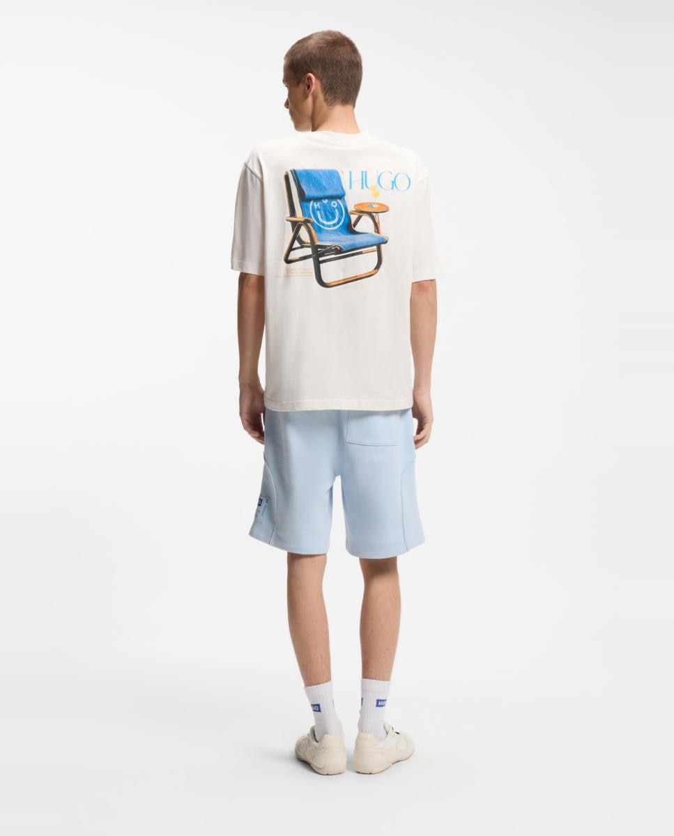 T-shirt de Manga Curta Bege-2