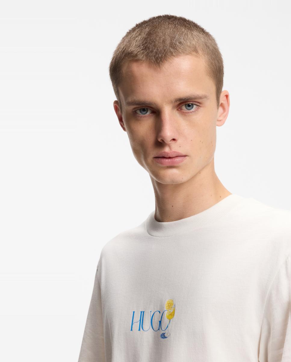 T-shirt de Manga Curta Bege-3