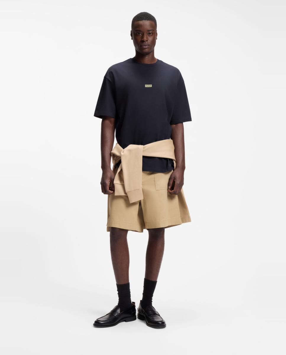 T-shirt de Algodão com Manga Curta Azul-marinho-3