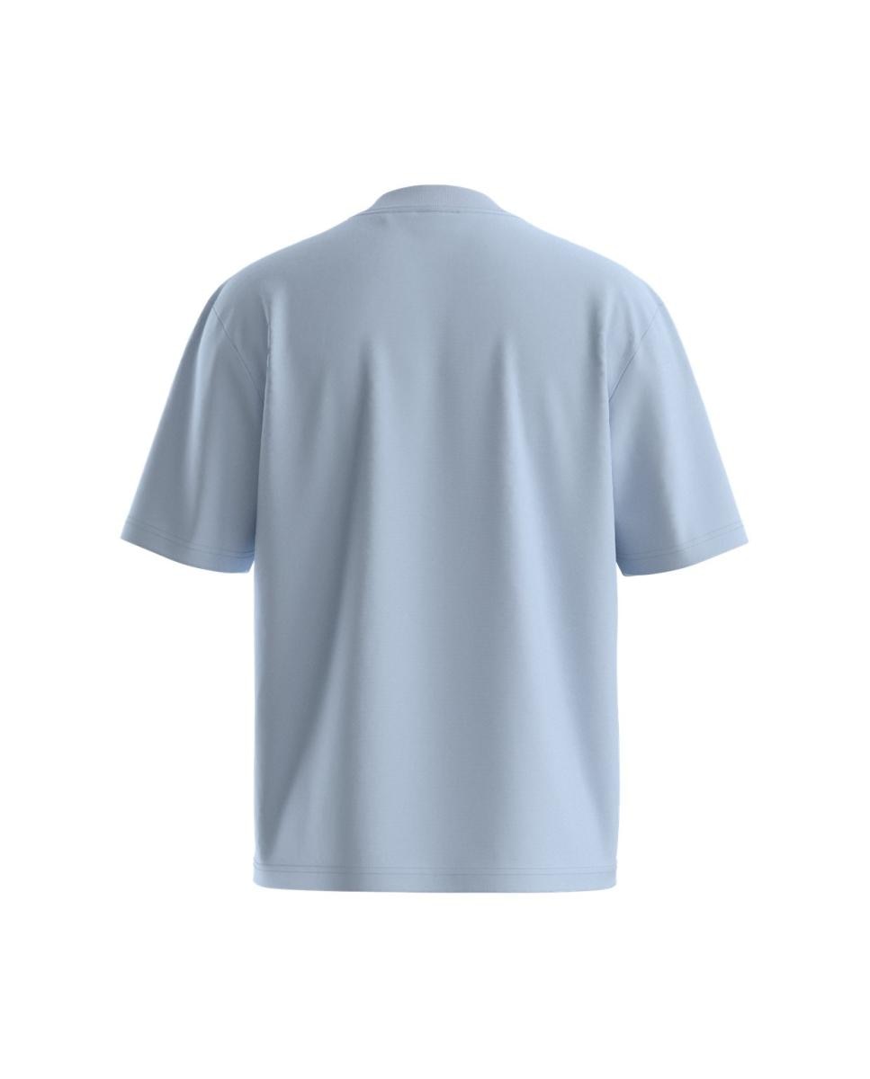 T-shirt de Algodão com Manga Curta Azul-claro-2