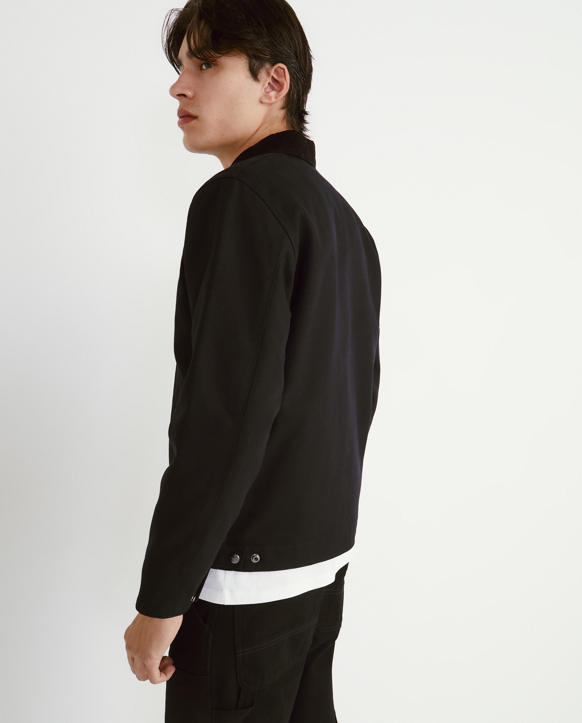 Casaco Loose Fit de Algodão Preto-6
