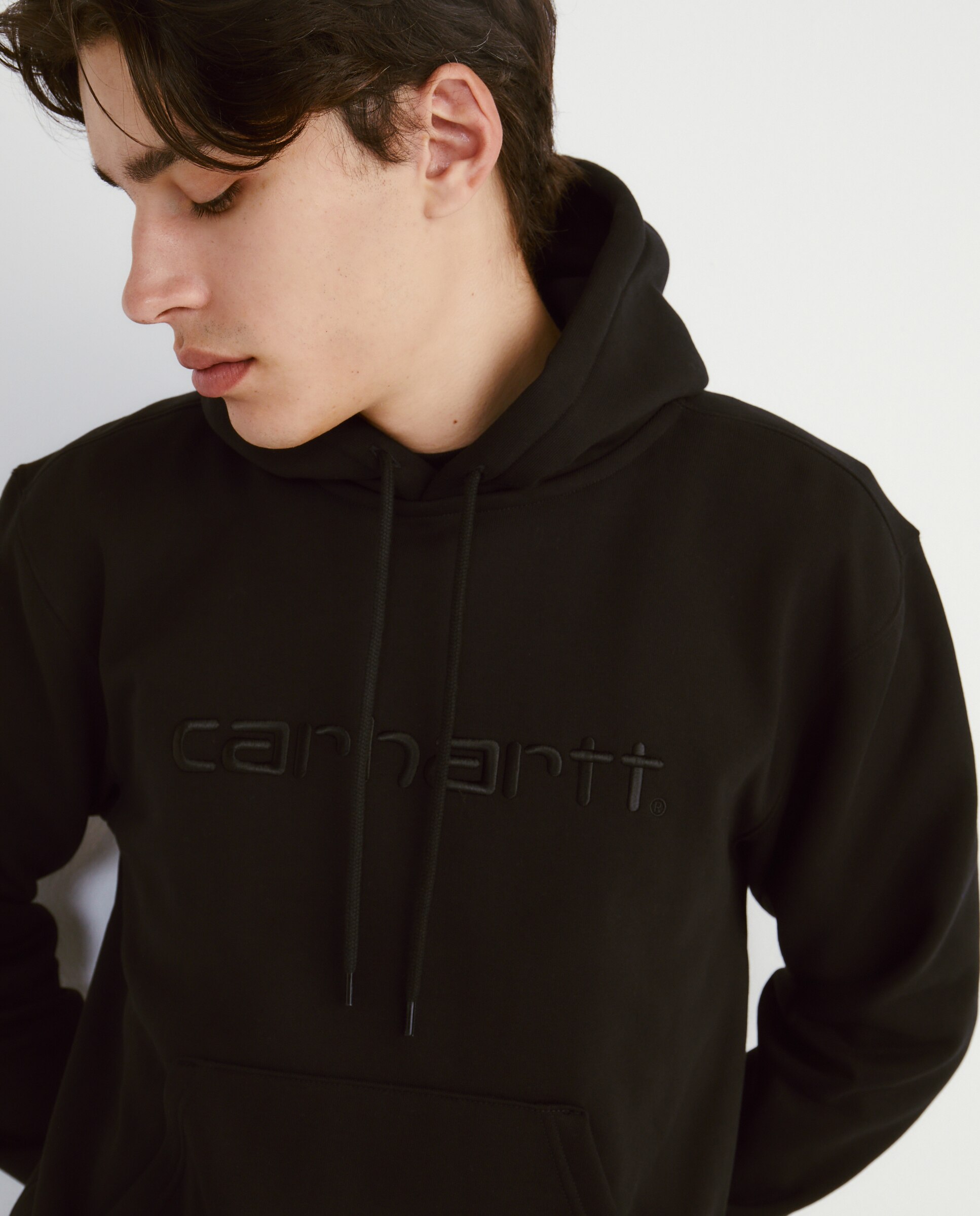 Sweatshirt com Capuz e Logótipo Bordado Preto-3